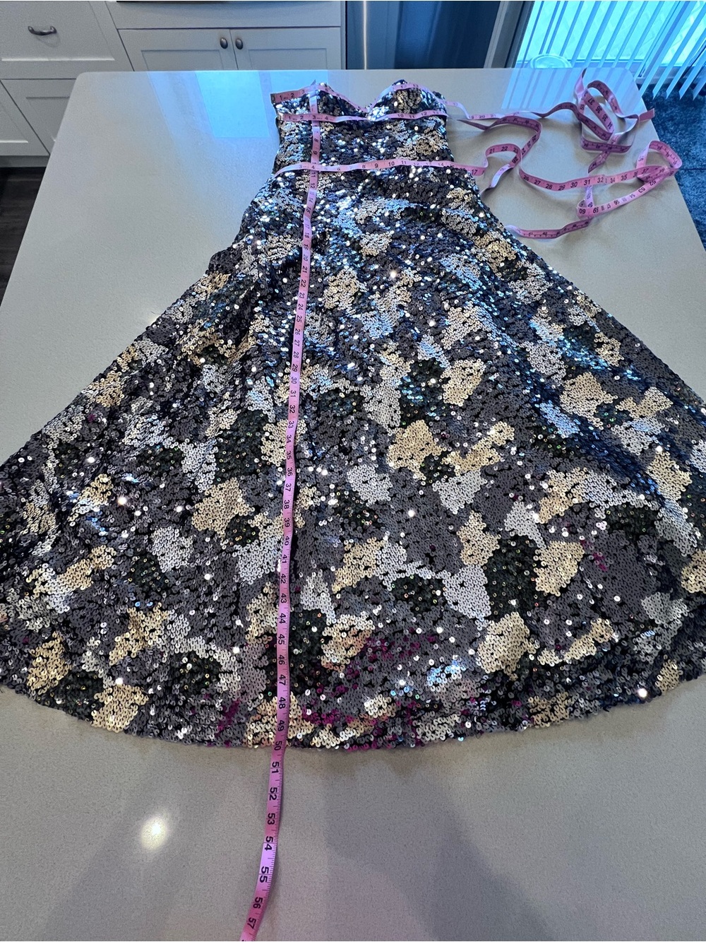 Vintage Strapless Black Gold Silver Sequin Ball Gown Sz 10 Jovani - Picture 10 of 16
